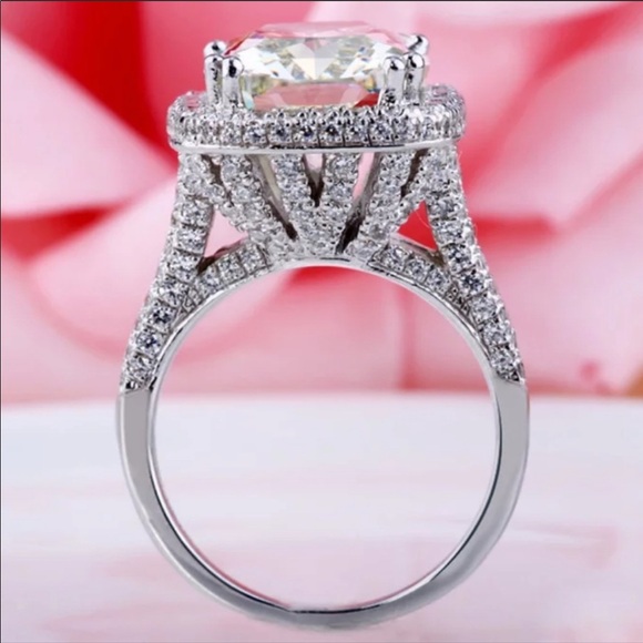 NEW Silver Cushion Diamond Dome Engagement Ring - Picture 4 of 6